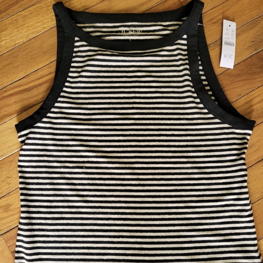 J. Crew Black and White Striped Tank Top